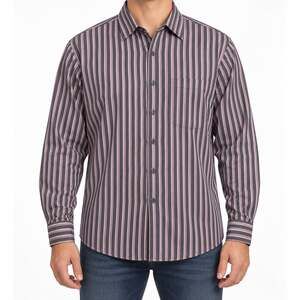 NEW Tasso Elba Shirt Mens XL Black Pink Long Sleeve Cotton Striped Pocket